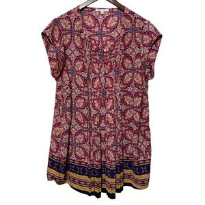 DR2 by Daniel Rainn Paisley Floral Cap Sleeve Pleated Tunic Blouse Women’s 1X